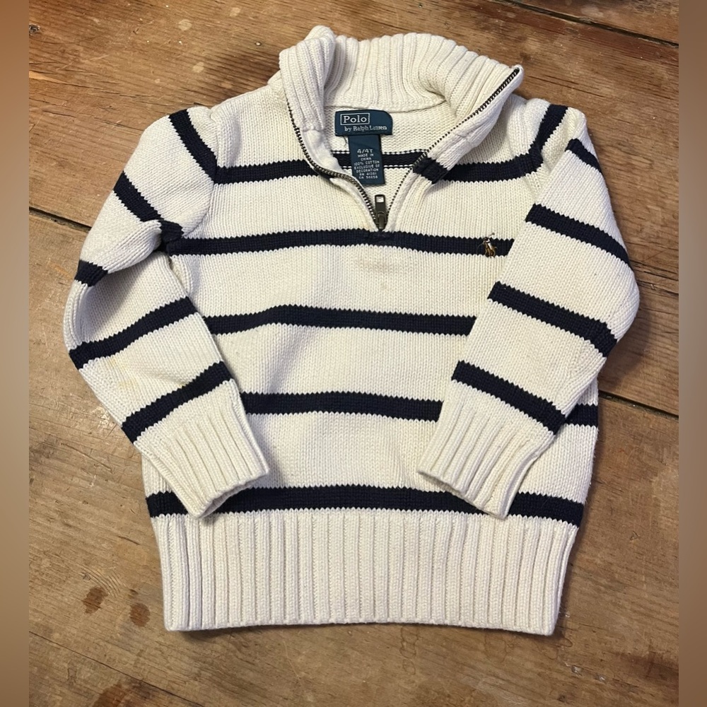 children’s nautical zip up polo sweater